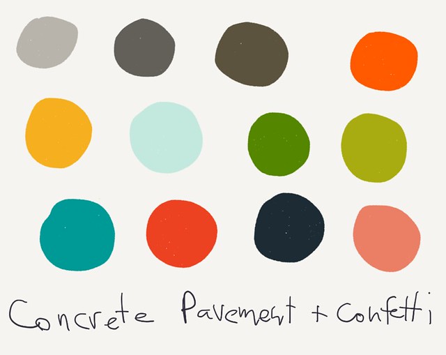 Color Palette – Concrete Pavement & Confetti